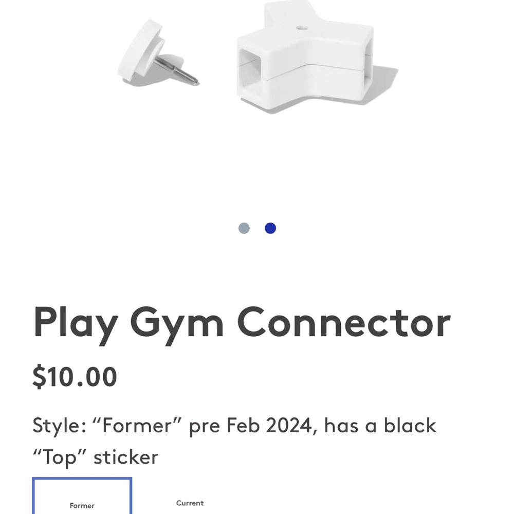 Lovevery White Play Gym Connector. Top to play mat/ play gym